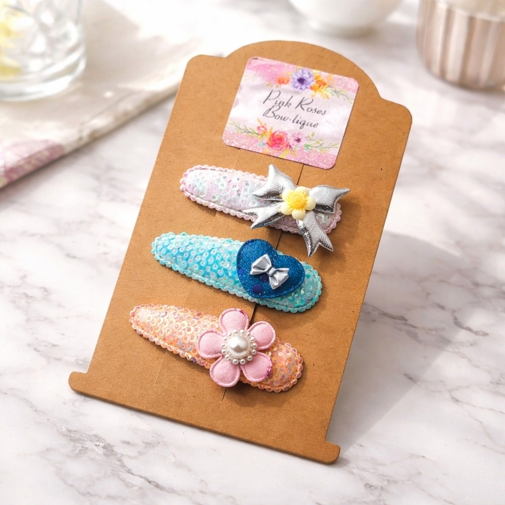 Nwt new Handmade sequins clips hair sparkle baby girls toddler